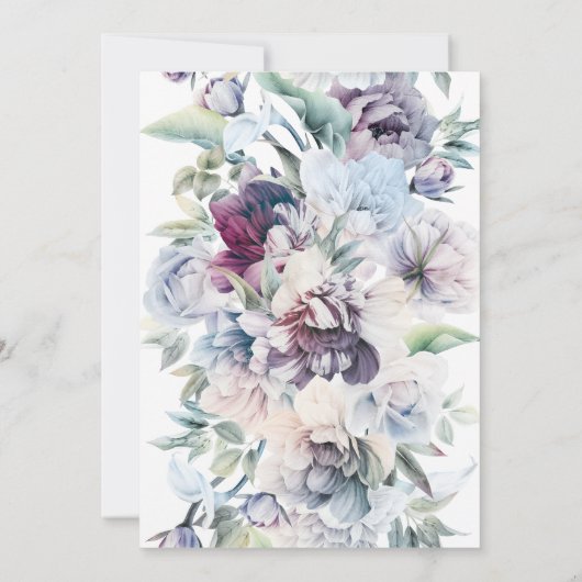 Dusty Blue Botanical Florals Brunch en Bubble Kaart (Achterkant)