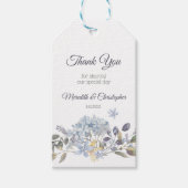 Dusty Blue Botanical Florals Weddenschap Cadeaulabel (Voorkant)