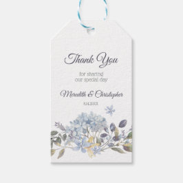 Dusty Blue Botanical Florals Weddenschap Cadeaulabel
