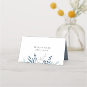 Dusty Blue Botanical Foliage Wedding Meal Icon Plaatskaartje (Achterkant)