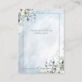 Dusty Blue Botanical Green Waterverf Details Informatiekaartje (Achterkant)