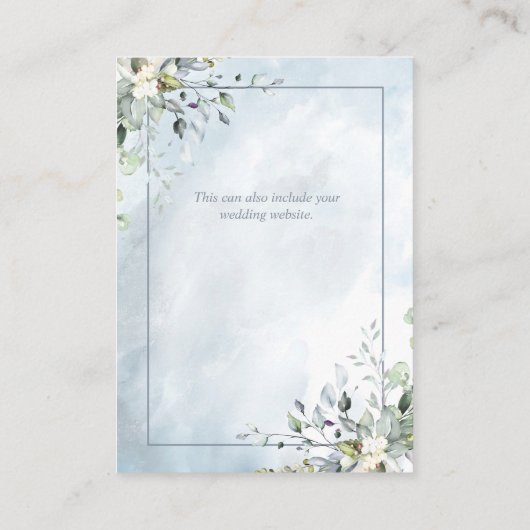 Dusty Blue Botanical Green Waterverf Details Informatiekaartje (Achterkant)