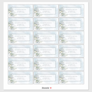 Dusty Blue Botanical Greenery 18 Guest Address Sticker