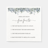 Dusty Blue Botanical Greenery Fun Facts Wedding Servet (Voorkant)