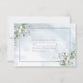 Dusty Blue Botanical Greenery Waterverf RSVP Kaartje (Achterkant)
