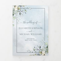 Dusty Blue Botanical Greenery Waterverf Script