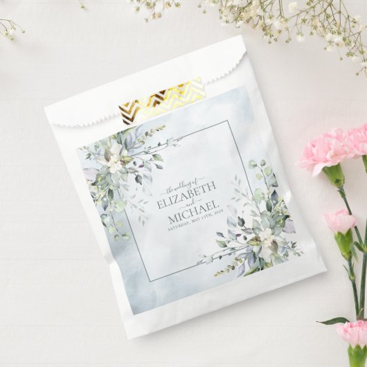 Dusty Blue Botanical Greenery Waterverf Wedding Bedankzakje (Gezegeld)