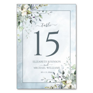 Dusty Blue Botanical Greenery Waterverf Wedding Kaart