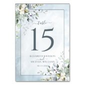 Dusty Blue Botanical Greenery Waterverf Wedding Kaart (Achterkant)