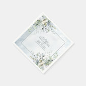 Dusty Blue Botanical Greenery Waterverf Wedding Servet (Hoek)