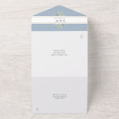 Dusty Blue Botanical Greenery Wedding All In One Uitnodiging (Buitenkant)