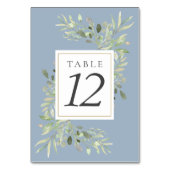 Dusty Blue Botanical Greenery Wedding Kaart (Voorkant)