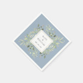 Dusty Blue Botanical Greenery Wedding Servet (Hoek)
