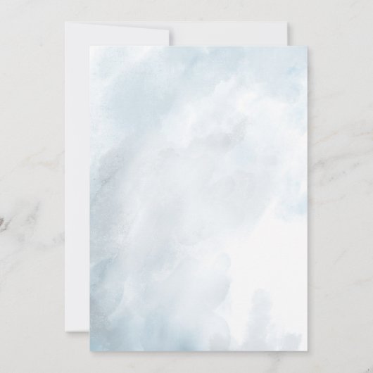 Dusty Blue Botanical Greenery White marble Wedding Kaart (Achterkant)