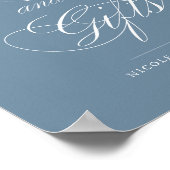 Dusty Blue Botanical Kaarten & Gifts Wedding Sign Poster (Hoek)
