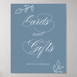 Dusty Blue Botanical Kaarten & Gifts Wedding Sign Poster
