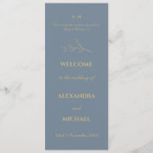Dusty Blue Botanical Minimalist Christian Wedding  Programmakaart (Voorkant)