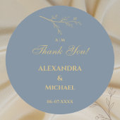 Dusty Blue Botanical Minimalist Wedding Bedankt Ronde Sticker