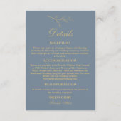 Dusty Blue Botanical Minimalist Wedding Details Informatiekaartje (Voorkant)