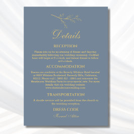 Dusty Blue Botanical Minimalist Wedding Details Informatiekaartje