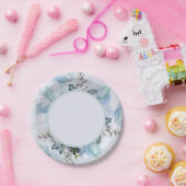 Dusty Blue Botanical Papieren Bordje (Feest)