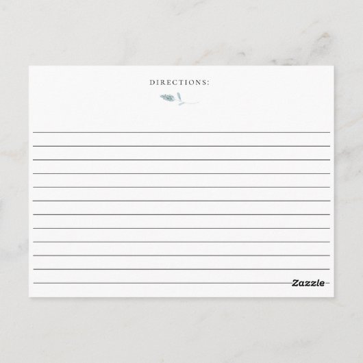 Dusty Blue Botanical Recept Kaart (Achterkant)