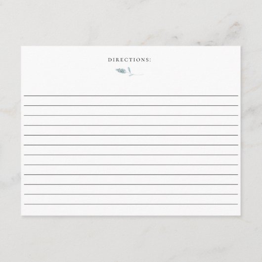 Dusty Blue Botanical Recept Kaart (Achterkant)