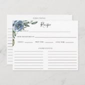 Dusty Blue Botanical Recept Kaart (Voorkant / Achterkant)