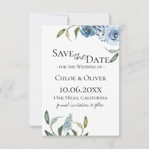 Dusty Blue Botanical Save the Date Aankondiging