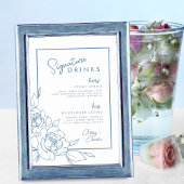 Dusty Blue Botanical Signature Drink Wedding Sign Poster
