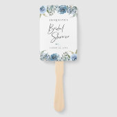 Dusty Blue Botanical Vrijgezellenfeest Handwaaier (Voorkant)