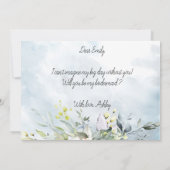 Dusty Blue Botanical Waterverf Script Bridesmaid Kaart (Achterkant)