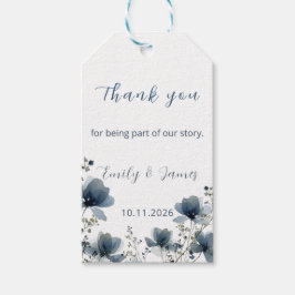 Dusty Blue Botanical Wedding Cadeaulabel