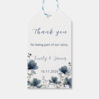 Dusty Blue Botanical Wedding Cadeaulabel