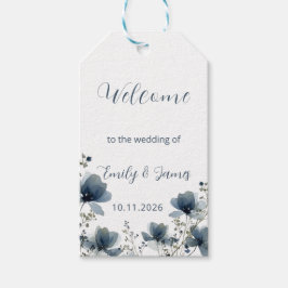 Dusty Blue Botanical Wedding Cadeaulabel