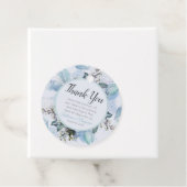 Dusty Blue Botanical Wedding Dank u Bedankjes Labels (In situ)