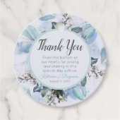 Dusty Blue Botanical Wedding Dank u Bedankjes Labels (Voorkant)
