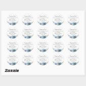 Dusty Blue Botanical Wedding Favor Ronde Sticker (Vel)