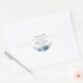 Dusty Blue Botanical Wedding Favor Ronde Sticker (Envelop)