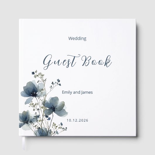Dusty Blue Botanical Wedding Gastenboek (Voorkant)