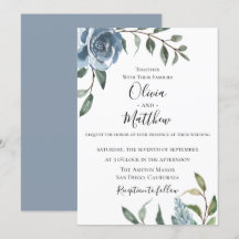 Dusty Blue Botanical Wedding Invitation