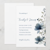 Dusty Blue Botanical Wedding Kaart (Voorkant / Achterkant)