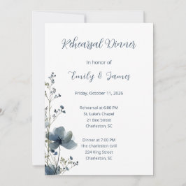 Dusty Blue Botanical Wedding Kaart