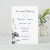 Dusty Blue Botanical Wedding Kaart (Staand voorkant)
