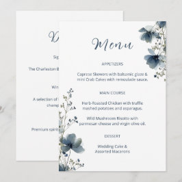 Dusty Blue Botanical Wedding Menu