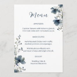 Dusty Blue Botanical Wedding Menu