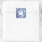 Dusty Blue Botanical Wedding met groen Vierkante Sticker (Tas)