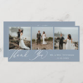 Dusty Blue Botanical Wedding Photo Dank u Bedankkaart (Voorkant / Achterkant)