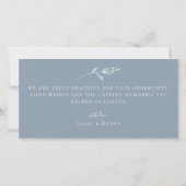 Dusty Blue Botanical Wedding Photo Dank u Bedankkaart (Achterkant)