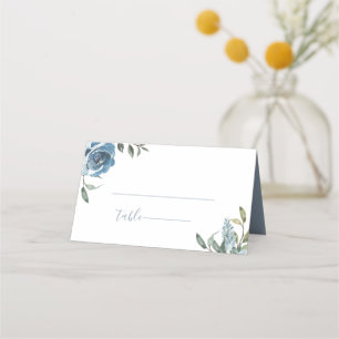 Dusty Blue Botanical Wedding Plaatskaartje
